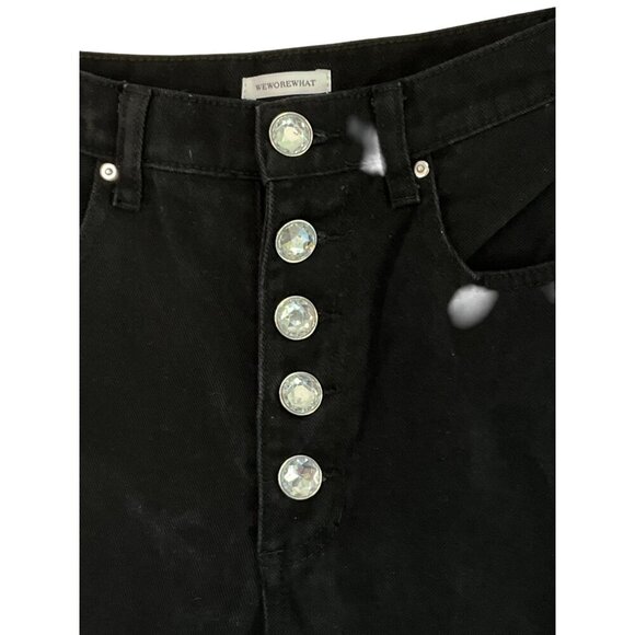 WeWoreWhat The Danielle Crystal Straight Jeans in Black 27 Womens Denim Pants - Picture 7 of 15